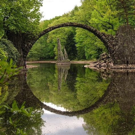 The perfect circle reflection of Devil’s Bridge, Saxony, Germany