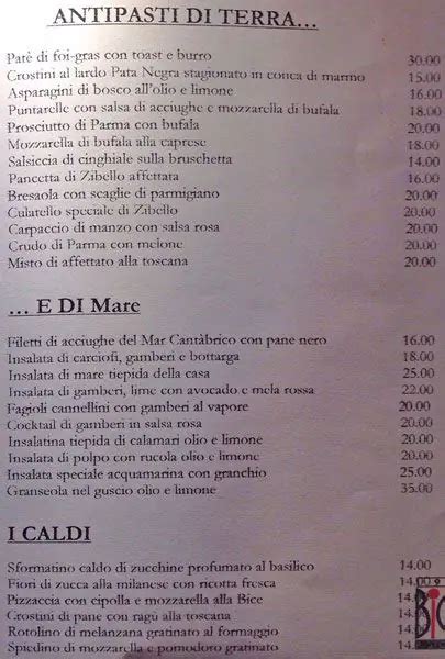 Bice a Milano: Foto del Menu con Prezzi - Zomato Italia