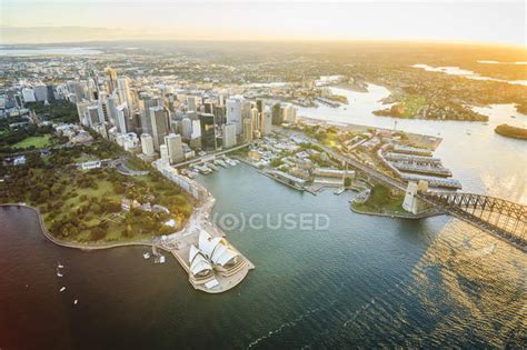 Aerial view of Sydney opera house and bridge in Sydney, Australia ...