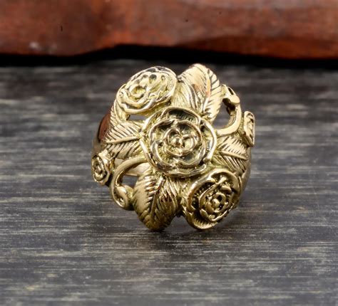 Vintage Jewelry Vintage Ring Floral Ring Brass Ring - Etsy