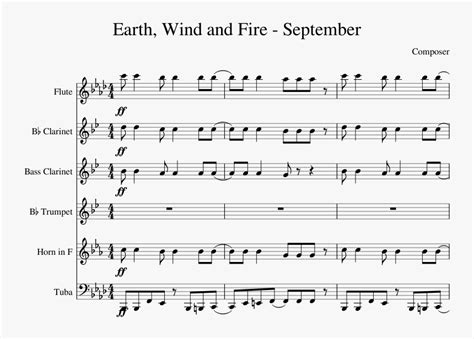 Earth, Wind And Fire - September Earth Wind And Fire Flute Sheet Music, HD Png Download - kindpng