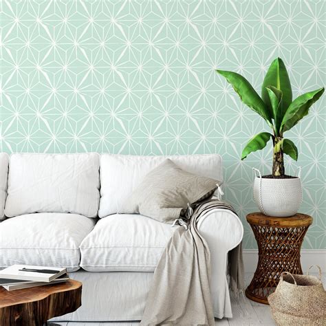 Mint Green Geometric Wallpaper Self Adhesive Mint Peel and Stick Mural - Etsy