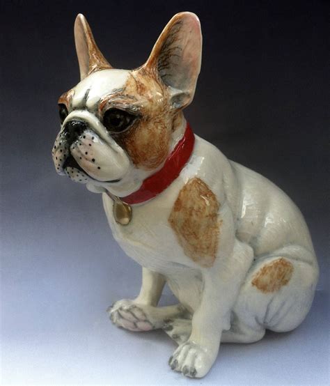 French Bulldog collectable figurine porcelain, hand painted ceramic dog sculpture model ornament ...