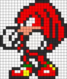 Knuckles Perler Bead Pattern | Bead Sprites | Characters Fuse Bead Patterns