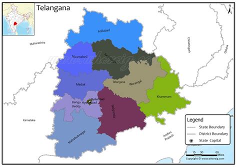 Telangana District Map, List of Districts in Telangana