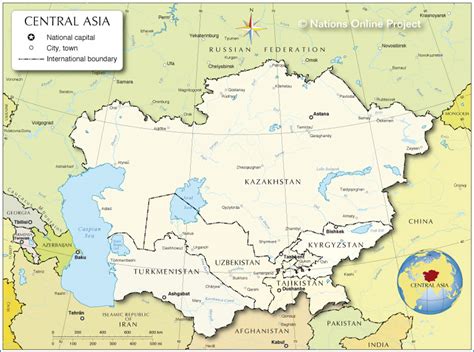 Small Map of Central Asia - Nations Online Project