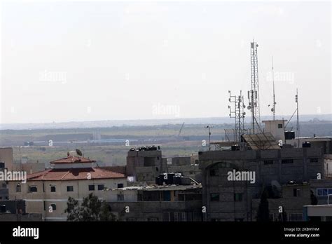 A picture taken from the Gaza strip border town of Rafah in the Gaza ...