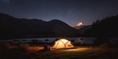 Premium Photo | Camping at night starry night sky mountain view ...