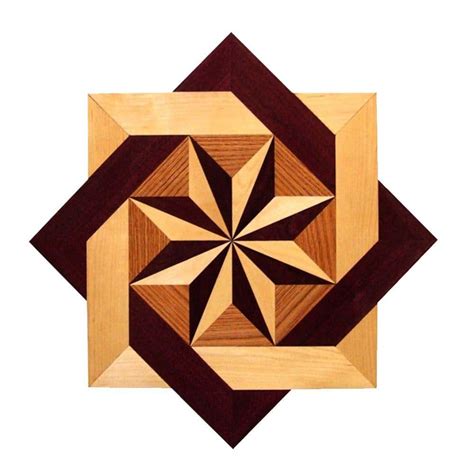 PID Floors Star Medallion Unfinished Decorative Wood Floor Inlay MS002 - 5 in. x 3 in. Take Home ...