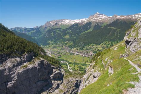 Grindelwald from Mattenberg in Switzerland Stock Photo - Image of blue ...