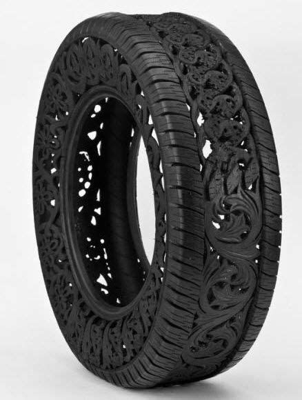 Engraved rubber tires by Wim Delvoye | Tire art, Sculpture, Metal art