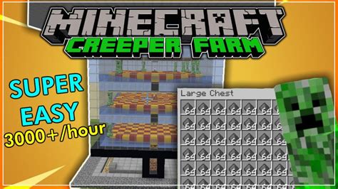 EASY Minecraft Creeper Farm tutorial | 3000+ Per Hour Gunpowder Farm ...