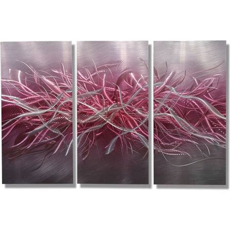 New Pink & Silver Abstract Metal Wall Art Modern Metal Painting Colorful Home Decor Painted A ...