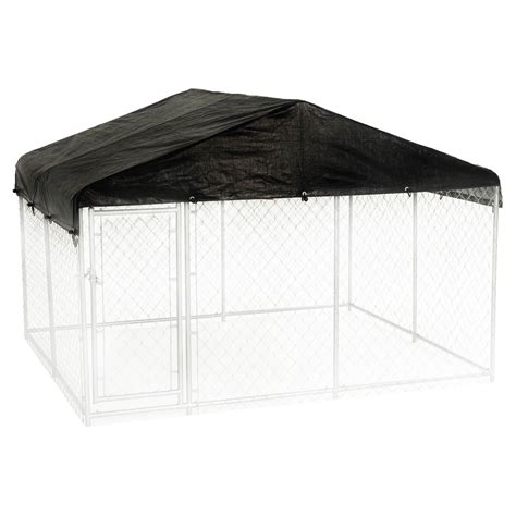 Lucky Dog 10 x 10 Foot Outdoor Chain Link Dog Kennel & Waterproof Roof Cover - Walmart.com