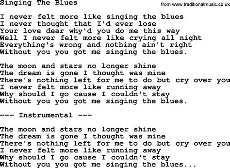 Singing The Blues by George Jones - Counrty song lyrics