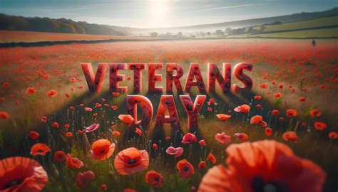 The words 'Veterans Day' emerge from a field of poppies, each petal a tribute to the brave