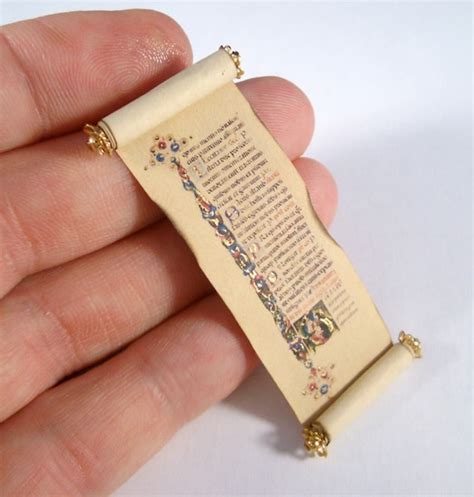 Miniature Scroll Medieval Gold Illuminated Scroll with by whydgc