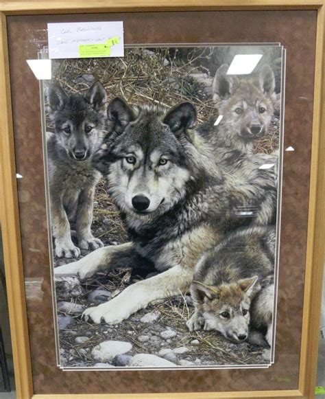 CARL BRENDERS DEN MOTHER WOLF FAMILY FRAMED PRINT