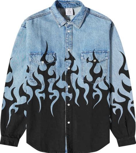 El Alfa El Jefe: Blue Denim Flames Shirt & Matching Baggy Flame Pants | INC STYLE