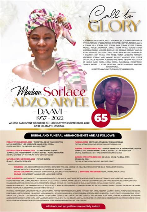 Call to Glory: Madam Sorlace Adwo Aryee goes home on Nov 12 ...