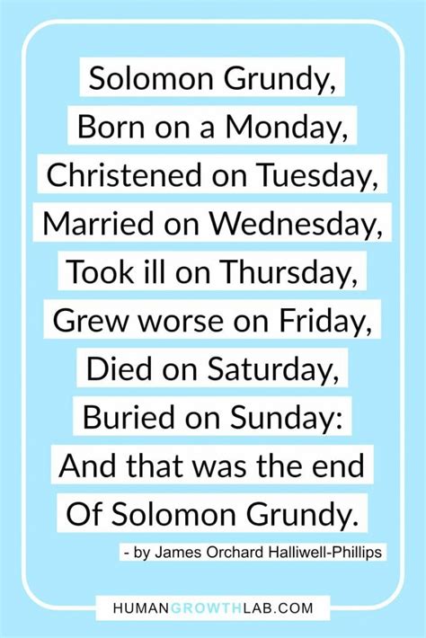 The Solomon Grundy poem and how its meaning can change your life - Human Growth Lab