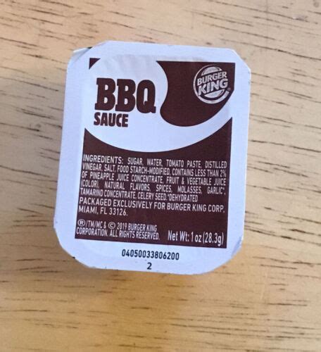 Brand new One Oz. Container Burger King BBQ Sauce Barbecue Barbeque Restaurant | eBay