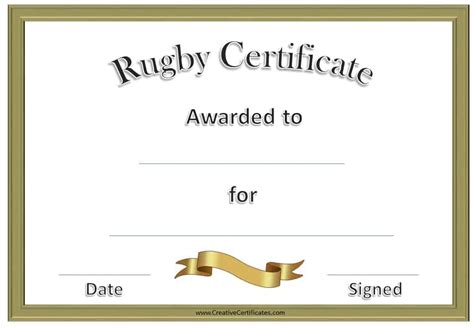 Free Printable Rugby Award Certificate