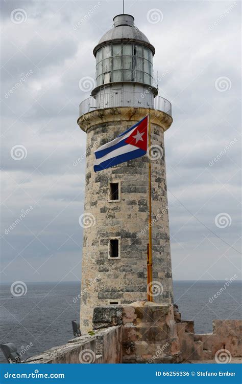 Lighthouse of El Morro Castle at Havana Stock Photo - Image of flag, attraction: 66255336