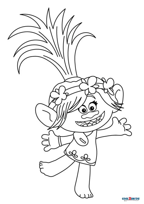 Free Printable Poppy Coloring Pages (Trolls) For Kids