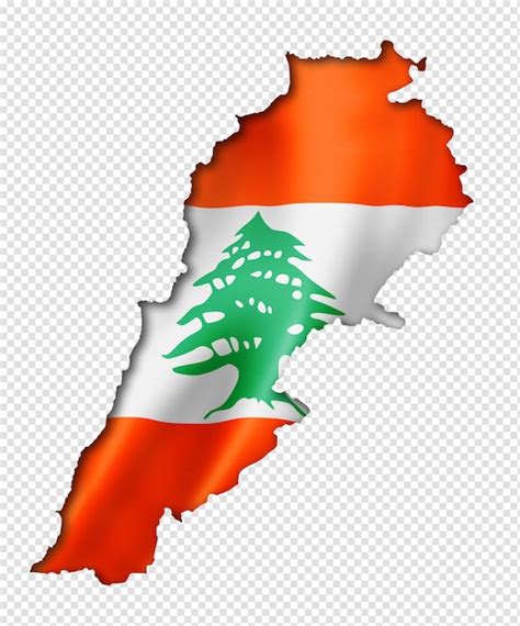 Premium PSD | Lebanon flag map, three dimensional render, isolated on white