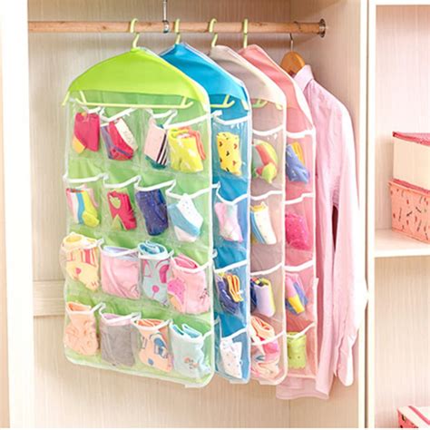 Save space durable 16 pockets pockets socks bra bra hanger storage organizer wardrobe socks ...