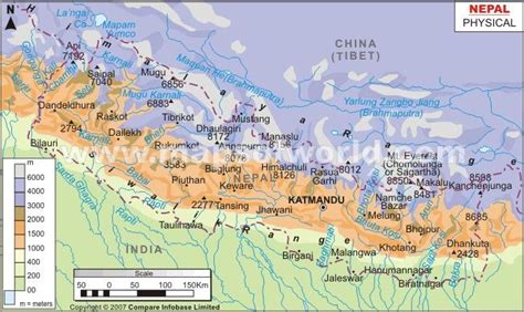 Nepal Physical Map | Physical Map of Nepal | Physical map, Map, Nepal