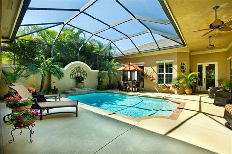 Courtyard patio pool design in Vero Beach, Florida | Courtyard pool, Pool house plans, Indoor ...