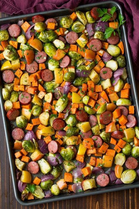 Sheet Pan Dinner with Turkey Sausage Sweet Potatoes Brussels Sprouts ...