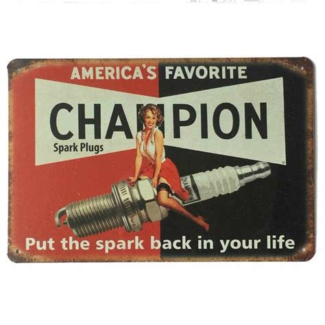 Champion Spark Plugs Tin Sign 30x20cm | Spark plug, Sticker wall art, Vintage tin signs