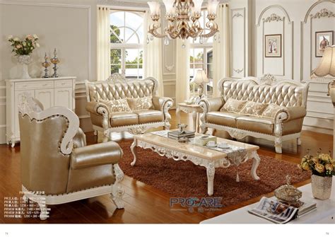 luxury european royal style golden oak solid wood leather sofas/couches ...