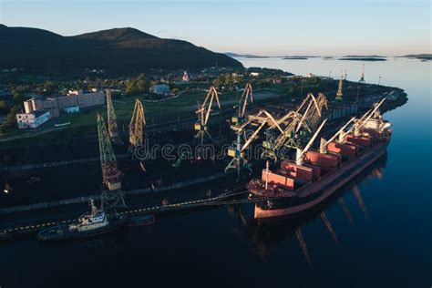 Cargo Ship in the Port Aerial View from Drone Stock Photo - Image of cranes, europe: 124216528