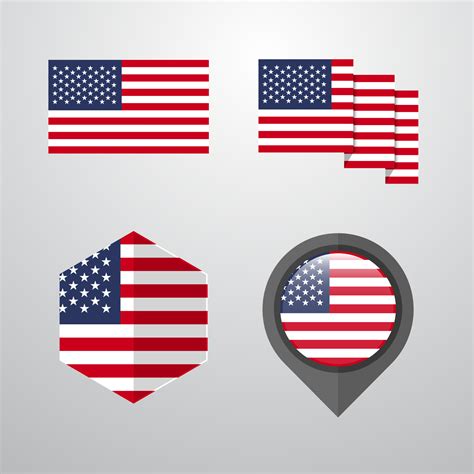 United States of America flag design set vector 14161781 Vector Art at ...