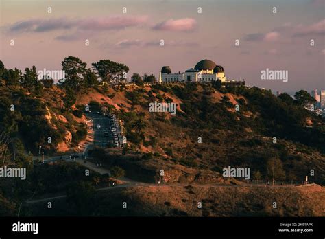 The famous Griffith Observatory during beautiful sunset Stock Photo - Alamy