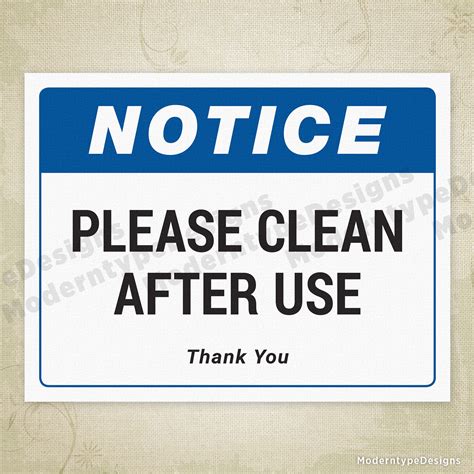 Please Clean After Use Printable Sign