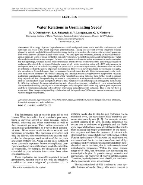 (PDF) Water relations in germinating seeds