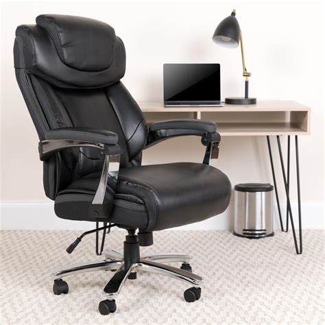 Big & Tall 500 lb. Rated Black LeatherSoft Executive Swivel Ergonomic Office Chair with ...