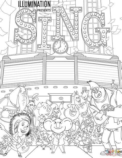 All Characters from Sing coloring page | Free Printable Coloring Pages