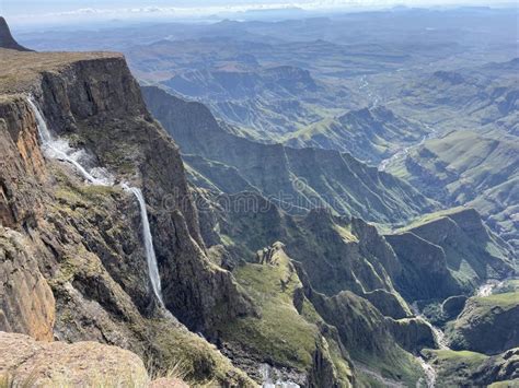 Green Mountains Drakensberg Amphitheatre Tugela Falls Stock Image - Image of picturesque, falls ...