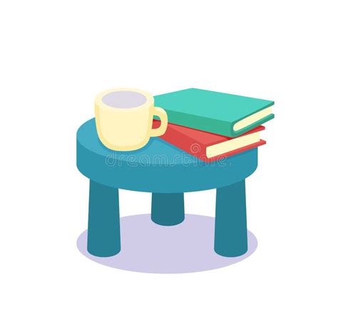 Coffee Table with Two Books and Cup Flat Style. Stock Vector ...