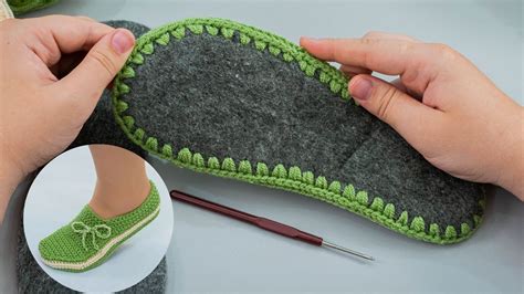 Simple crochet slippers on the sole - a detailed tutorial! - YouTube