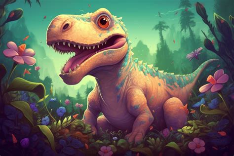 Playful and Vibrant Digital Art Hilarious Allosaurus Dinosaur Comic Illustration 24069585 Stock ...