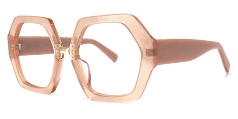 Geometric Champagne Eyeglasses | Vooglam.com