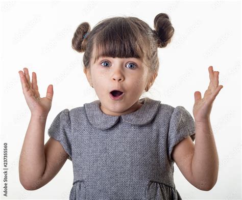 OMG! Wow! Happy surprised child 4 or 5 years old isolated on white. Shocked face little kid on ...