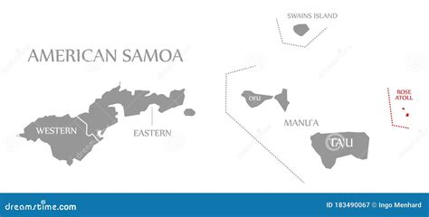 Rose Atoll Red Highlighted in Map of American Samoa Islands Stock Illustration - Illustration of ...